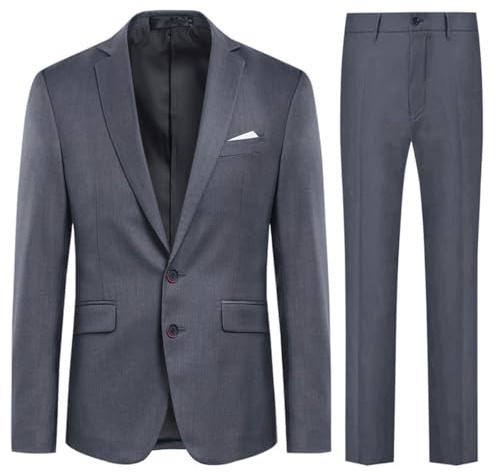 Allthemen 2 stycken Enfärgad kostym med två affärsknappar (Blazer + Byxor)