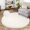 carpet city Hochflor Teppich Wohnzimmer - Einfarbig Weiss - 120x120 cm Rund - Super Soft Polyester, Samtig-Flauschiger Flor - Fell-Teppiche für Schlafzimmer, Esszimmer, Arbeitszimmer