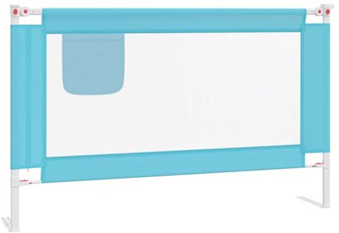 vidaXL Kleinkind Bettschutzgitter Bettgitter Kinderbettgitter Babybettgitter Gitter Kinderbett Babybett Rausfallschutz Blau 120x25cm Stoff