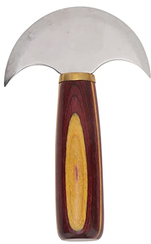 Cuchillo de Cuero de Cabeza Redonda, Cuchillo de Media Luna de Acero con Doble Filo, Fácil de Controlar para Tallar Cuero(S)