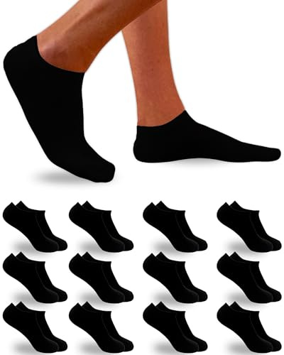DIVABONNA 12 Paia Calzini Uomo Corti - Calzini Donna Corti - Fantasmini Uomo - Fantasmini Donna - Antiodore e Traspirante (40-46, Nero)