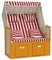 Bussandri Exclusive - Strandkorb mit Kissen Poly Rattan und Massivholz Rot & Weiß