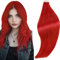 RUNATURE Tape Extensions Echthaar Rot 30cm Kurz Extensions Echthaar Tape Rot Invisible Tape in Extensions Echthaar Glatt Haarverlängerung Echthaar 10 Stuck 20g Farbe #Red