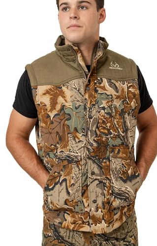 Realtree Men's Camo Puffer Vest Water-Resistant Insulated Hunting Vest, Lightweight Nylon Outerwear for Outdoor Layering (US, Alpha, XX-Large, Regular, Regular, Advantage Classic Camo)