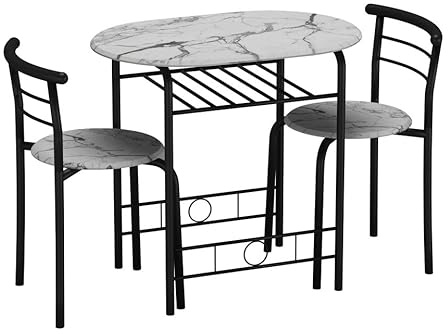 URBNLIVING 3-Piece Dining Table Set with 2 Chairs – Compact Kitchen & Breakfast Nook Furniture, Space-Saving Design for Small Apartments, Modern Style Dining Room Table Set Easy Assembly