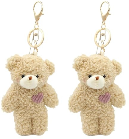 CHUANFU 2 Pièces Porte Clef Peluche Ours, Peluche Accessoire de Pendentif