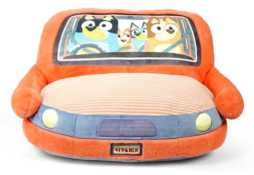 Bluey Car Sofa – Kids Plush Armchair Seat Family Car Design – Soft & Comfy Toddler Lounge Chair for Bedroom or Playroom – Lightweight & Portable Children’s Furniture