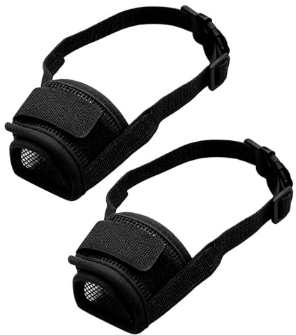 2 Pièces Muselière pour Chien Muselière Souple Réglable pour Chiens Respirant Muselière en Nylon, Muselière pour Chien Empêche de Mâcher/Manger/Mordre (Noir, Grand, L 16-23cm)