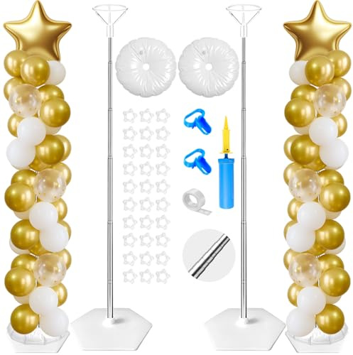 Dinhauyon Supporto per Palloncini in Metallo Regolabile, 2 Set di Supporti per Palloncini, pilastri di Palloncini in Metallo per Decorazioni Natalizie per Matrimoni e Feste di Compleanno