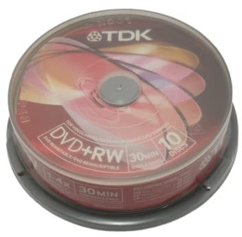 TDK - 8cm - Pack 10 Dvd+Rw 1,4 Gb caja rosa