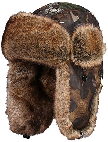 Insun Unisex Wintermütze Fliegermütze Trappermütze mit Kunstfell Herren Russenmütze Tarnen M Hut Umfang 56cm