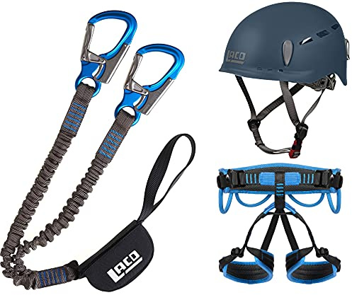 LACD Klettersteigset Pro EVO 3.0 + Klettergurt Start Größe S + Helm Protector 2.0 midnight navy