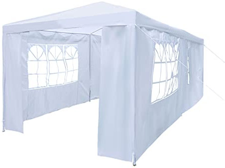 Gazebo, 3x6m Gazebo with sides, Waterproof Party Tent Marquee Awning with Powder Coated Steel Frame perfect for Parties, Birthday, Wedding, Picnics, Carport (White)