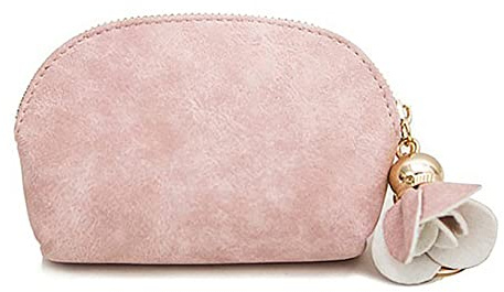 LEUCHTBOX Mini porte-monnaie Luxury Chic en cuir synthétique pour femme - Porte-monnaie - Petit porte-clés - Fermeture éclair, Rose, Trousse cosmétique