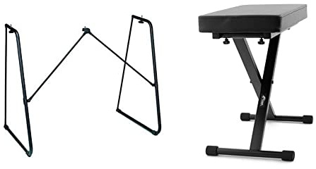 Yamaha L-2C Keyboard Stand, Foldable and Practical Instrument Stand with a Sturdy Design, in Black & Tiger PST7-BK Keyboard Bench, Piano Stool – 4 Height Adjustable and Foldable X-Frame Seat