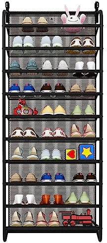 iropro 10 Tiers over Door Hanging Shoe Rack, 20 Pairs Shoes Storage Organiser for Doors and Closet, Space Saving Footwear Organiser Stand Holder Shelf Metal Frame and Mesh Grid
