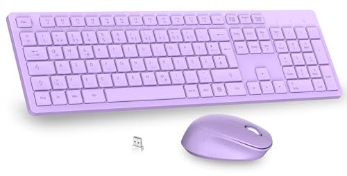LeadsaiL K786 Kabelloses Tastatur Maus Set mit Nummernblock QWERTZ Deutsch - Flüsterleise Tastatur, 2.4 GHz Drahtlose Maus & Tastatur, 2-in-1 USB Nano Empfänger für PC/Laptop(Lila)