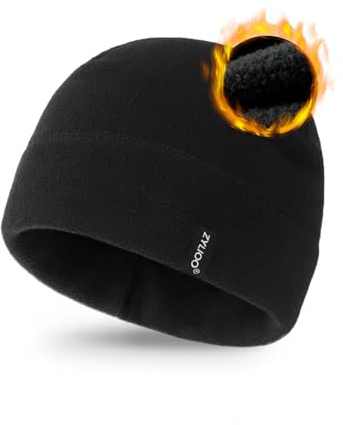 Zylioo Bonnet en polaire pour homme et femme - 2XL/XL/L/M/S - Bonnet de ski thermique - Doublure de casque de cyclisme, Polaire noire chaude, M/L