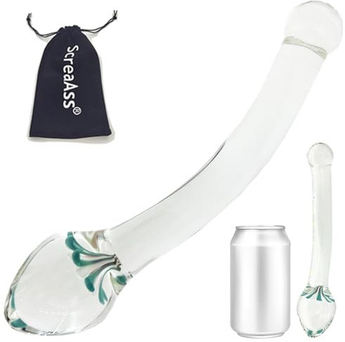 ScreaAss 2024 Klein Glasdildo 18Cm Lang Transparenter Glas Doppel Dildo Butt Plug Mit 27/38Mm Doppelkugeln Kristall Glasplug Glass Analdildo Prostata Massage Sexspielzeug Für Frauen Männer,Clear,18cm