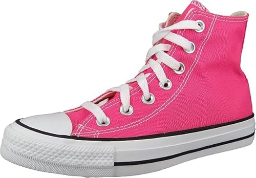 Divadames Womens High Top Lace Up Flat Canvas Pumps Ladies Casual Plain Shoes Size (Fuchsia, UK Footwear Size System, Adult, Women, Numeric, Medium, 6)