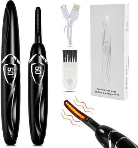 tlidfgeo Wimpernzange Beheizbar, Elektrische Wimpernzange Beheizt, 10s Schnelles Heated Eyelash Curler Anti-Verbrennung, Beheizbare Wimpernformer - Intelligent Power Off für Alle Wimpern