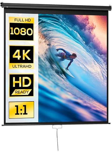 HOMCOM schermo di proiezione da 99 pollici, schermo per videoproiettore, per home cinema, 1:1 4K HD, montaggio a parete o a soffitto, 189 x 7 x 182 cm, nero