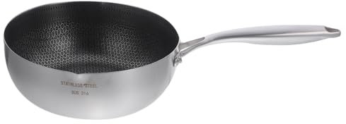 ELAYARD Pentola Antiaderente in Acciaio Inossidabile 24 Cm, Pentola Manico Per Cucinare Latte e Friggere, Adatta a Cucine a Gas e Induzione, Utensile Da Cucina Multiuso Senza Coperchio