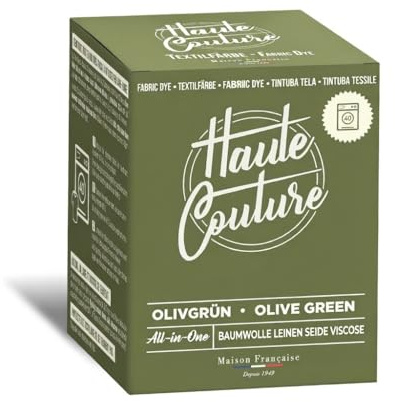 Haute Couture - Teinture Textile Vert Olive - 350g Tout-en-un - Prêt à l'emploi pour Vêtements et Tissus