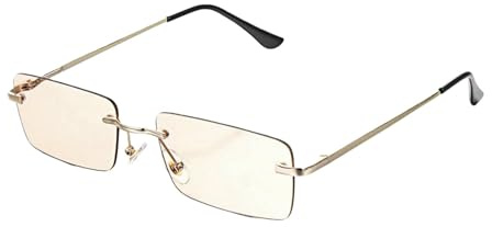 XYNM Occhiali da Sole Rettangolari Piccoli Senza Montatura per Uomo E Donna, in Metallo Legato, Viaggio alla Moda Uv400-tè Leggero-Altro