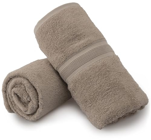 NatureMark 2er Pack SAUNATÜCHER/BADETÜCHER – Premium Qualität 80x200cm – Sauna-Handtuch 100% Baumwolle – Farbe: Sand/Beige