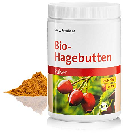 Sanct Bernhard Bio-Hagebutten-Pulver | Aus ganzen Hagebutten | vegan | Für Smoothies, Shakes & Müslis | 500 g