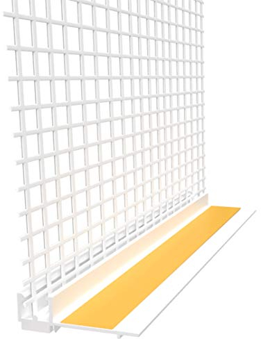 30 Stab Anputzleiste 6mm mit Schutzlippe und Gewebe 2m (60m) Dicht Lippe Putz Fenster Kante Profil Apuleiste Putzprofil