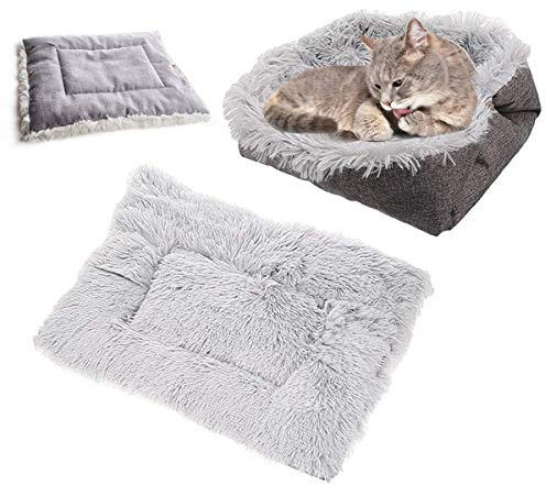 Ledeak Cat Cushion Bed, Plush Pets Puppy Kitten Small Dog Super Soft Warm Washable Foldable Sleeping Bag House Pads Thermal Mat Blanket for Basket Carrier Indoor Outdoor Toy (Grey)