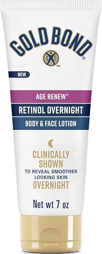 Gold Bond Age Renew Retinol Overnight Body & Face Lotion, Retinol Face and Body Lotion with Peptide Complex, 7 oz