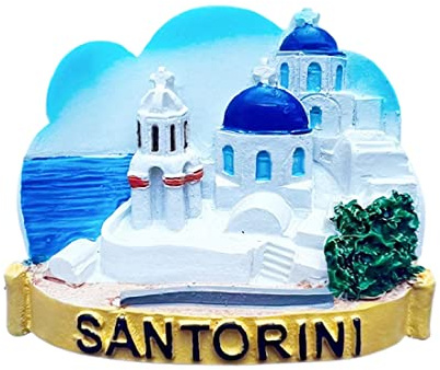 Santorini Greece 3D Fridge Magnet Souvenir Gift,Resin Handmade Santorini Refrigerator Magnet Home & Kitchen Decoration Collection