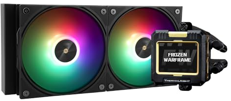 Thermalright Frozen Warframe 240 Schwarz ARGB CPU-Wasserkühlung, 240 AIO-Kühlung, IPS 320 * 240 Auflösung LCD-Bildschirm, flüssiger CPU-Kühler für AMD/Intel Flüssig-CPU-Kühler: LGA1700/AM4/AM5