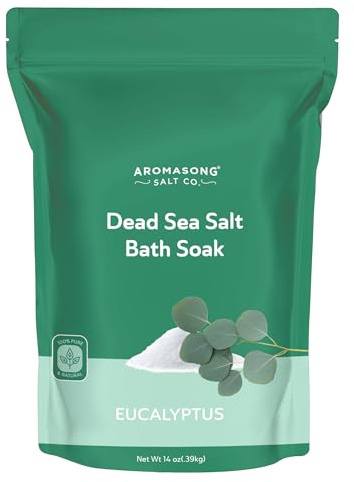 Aromasong Dead Sea Salt - Fine Grain Spa Bath Salt Eucalyptus Scent 14 Oz – 100% Pure & Natural - Soak for Women & Men for Skin Issues and to Relax Tired Muscles