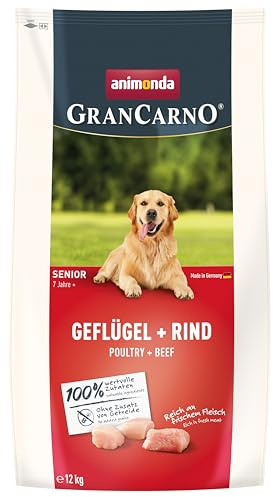 animonda Grancarno Senior Alimento seco para Perros sin Cereales, Aves de Corral y Vacuno (1 x 12 kg), Comida Seca para Perros Mayores sin Gluten ni Trigo