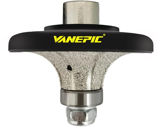 VANEPIC 3/4 inch B20 Diamond Demi bullnose Half Bullnose Profile Wheel Diamond Hand Profiler Router Bit with 5/8-11 Thread for Grinder Polisher Granite Marble Concrete and Countertop Edge Shaping