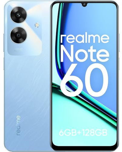 realme Note 60 Smartphone,6GB+128GB Telefono Movil,Protección ArmorShell,Fluidez de 48 Meses,90Hz 6,74 Pantalla,Cámara Supernítida de 32 MP,5000mAh,Dual SIM Android 14,IP 64,No Carga,Azul