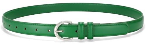 VONMELLI Women's Leather Belt For Jeans Dresses Adjustable Vintage Waist Belts For Women Fashion Leather Belt Classic Ladies Belts With Single Prong Buckle Green XXL