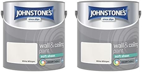 Johnstone's - Wall & Ceiling Paint - White Whisper - Soft Sheen Finish- Emulsion Paint - Fantastic Coverage - Easy to Apply - Dry in 1-2 Hours - 12m2 Coverage per Litre - 2.5L (Pack of 2)