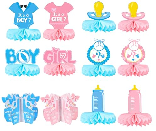 12pezzi Centrotavola Battesimo,Gender Reveal Party Decorations,Decorazioni per Baby Shower,Decorazioni da Tavola Rosa e Blu,Ragazzo o Ragazza