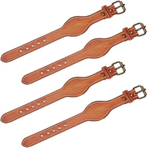 CALFOVERA 2PCS Genuine Leather Contoured Horse Hobble Strap Western Saddle Stirrup Replacement Hobbles with Buckles Brown Cowhide Leather Heavy Weighted Harness Accessories for Horse