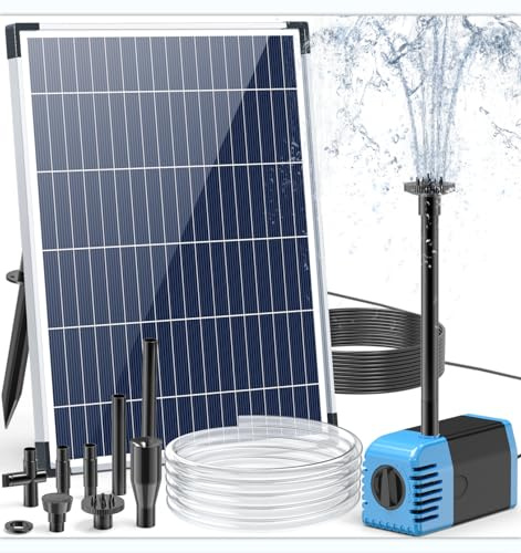 Biling Fontana solare per esterni, 12 W, 605 l/h, silenziosa, con 4 ugelli e tubo, fontana solare per esterni, piccolo laghetto da giardino, 5 ㎡, mini cascate, vasi di fiori, fontana decorativa