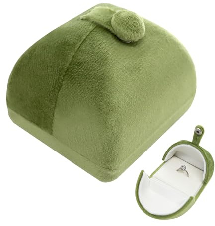 MultiValue Retrò Scatola per Anello in Flanella, Doppio Aperto Porta Anelli Donnastile per Matrimonio, Fidanzamento, Proposta di Matrimonio, Cerimonia, Anniversario (Verde)