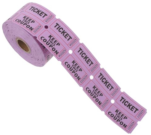 MUCKLILY Lot de 1000 Billets de Tombola Violets Numérotés en Rouleau Double – Tickets D’Événements Fêtes Foraines et Collectes de Fonds – Billets de Loterie Jeu et Récompense pour