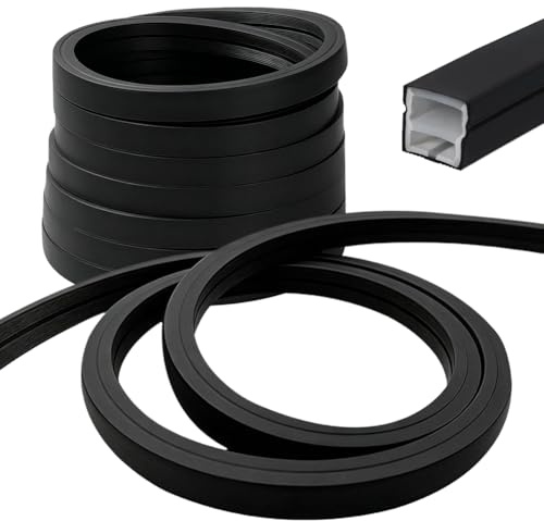 CEWROM LED-silikonprofil, flexibel LED-remsa diffusörkanal, 12 x 12 mm LED-skena för 8 mm akustiska paneler, LED-remsor för tak, skåp, bar, akustikpanelbelysning (svart, 600, centimeter)