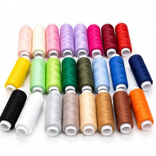 24 Spools Sewing Thread Set, 120 Yards per Reel Multi-Color Thread for Sewing Machine and Hand Stitching, Assorted All-Purpose Threads Kit for Daily Repairs, Quilting and DIY Crafts