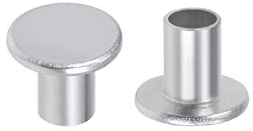 uxcell 100 Pcs 6mm x 8mm Aluminum Flat Head Semi-Tubular Rivets Silver Tone